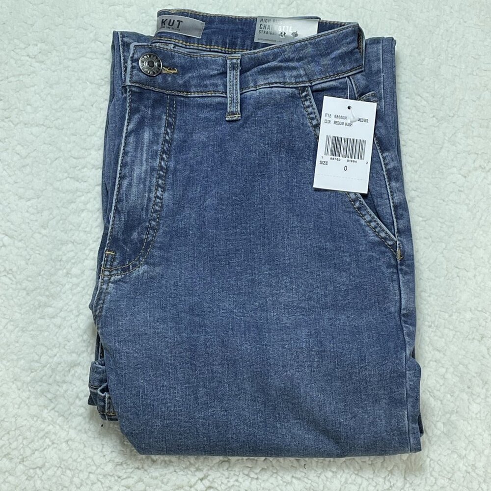 Kut Jeans Womens Size 0 26x31 Blue Charlotte High Rise Straight Medium Wash NWT